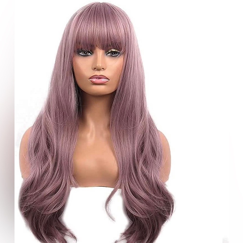 - Human hair blend purple wave wig